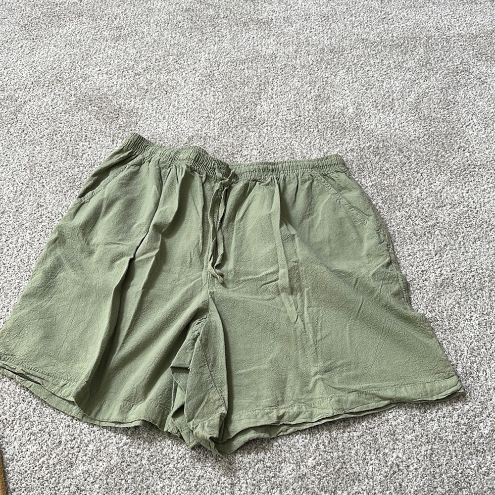 womens shorts cotton blend back elastic tie front
